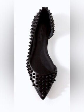 ISO!! ZARA STUDDED SPIKEY SPIKED BLACK POINTY TOE BALLET D'ORSAY FLATS EU39 US8